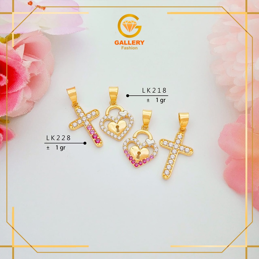 LIONTIN EMAS ASLI KADAR 300/6KARAT (6K) DAN 375/8KARAT (8K) KODE LK 218 LK 228 MODEL SALIB DAN GEMBO