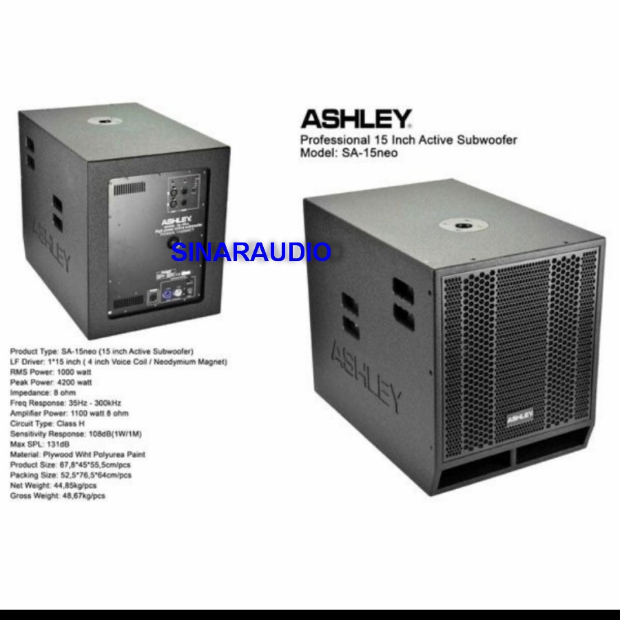 subwoofer aktif ashley sa15neo / sa 15neo / sa 15 neo 15in 15inch