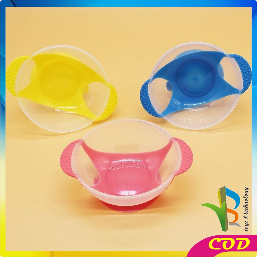 RB-C123 Mangkok + Sendok Makan Bayi Sensor Panas Mangkuk Tempat Makan Bayi Anti Tumpah Suction Bowl