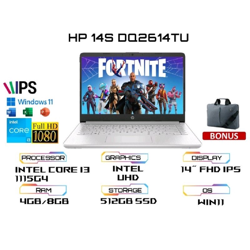 HP 14s dq2614tu core i3 ssd 512gb