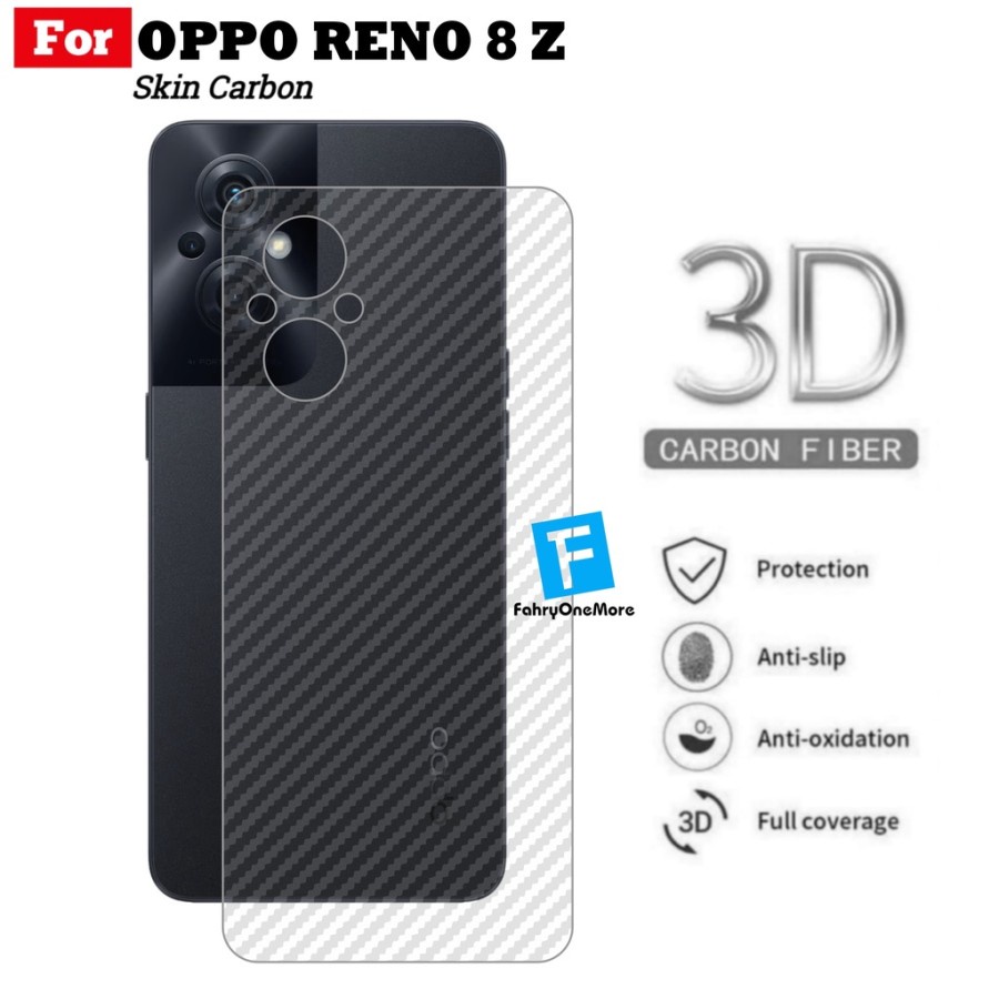 Skin Carbon Oppo Reno 8 z Transparant Garskin Belakang Handphone
