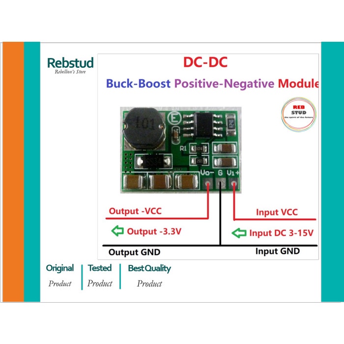 Boost-Buck DC-DC 500mA 3V 3.3V 3.7V 5V 6V 9V 12V 15V to -3.3V
