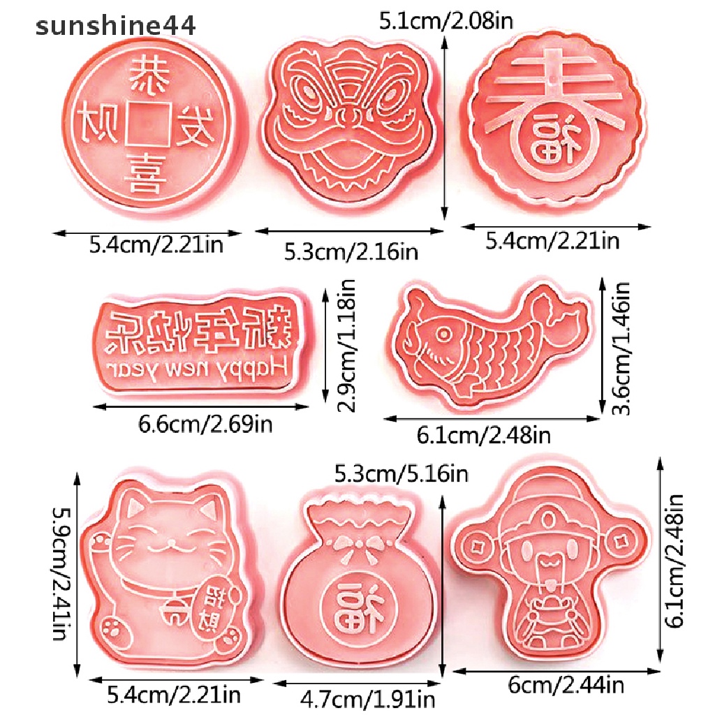 Sunshine 8Pcs Cetakan Kue / Biskuit Bentuk Kartun Festival Musim Semi 3D