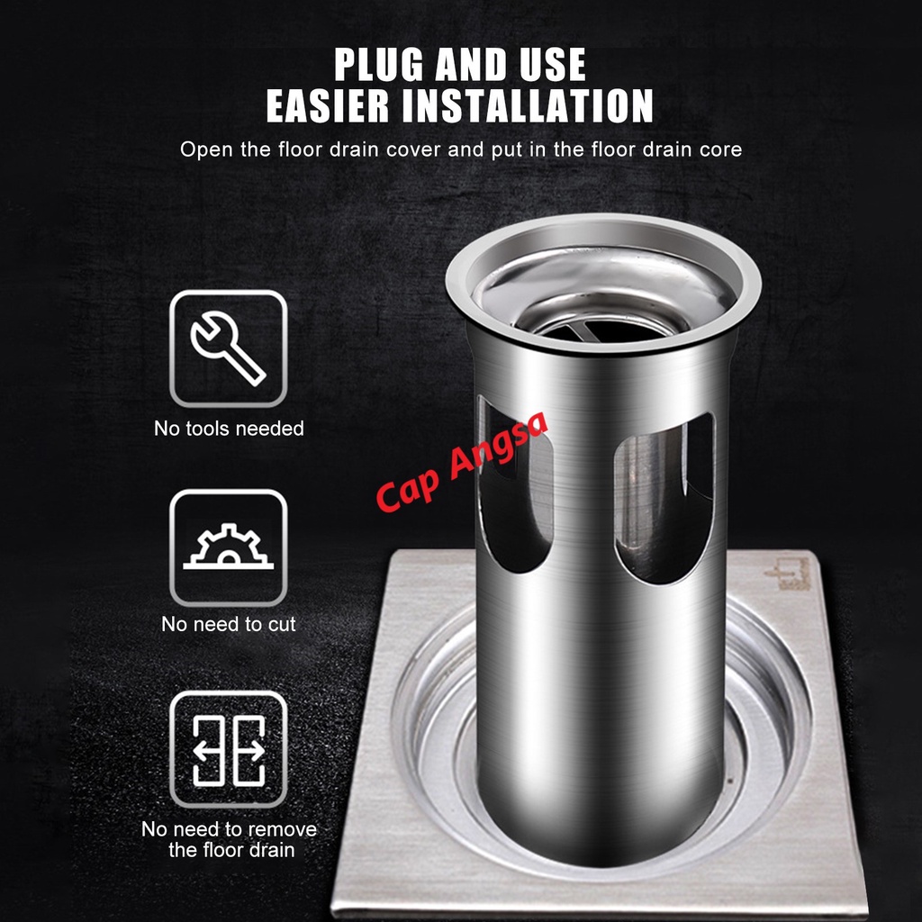 FLOOR DRAIN ODOUR TRAP STAINLESS STEEL METAL SARINGAN FILTER ANTI BAU GOT SERANGGA KECOA KAMAR MANDI