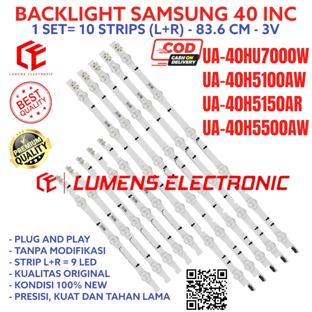 BACKLIGHT TV LED SAMSUNG 40 INC UA 40HU7000 40H5100 40H5150 40H5500 UA40HU7000 UA40H5100 UA40H5150 U