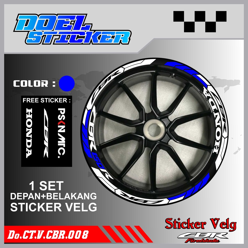 Stiker Cutting Velg CBR 150 Racing Lis List Variasi Custom Set Depan Belakang Doel 008