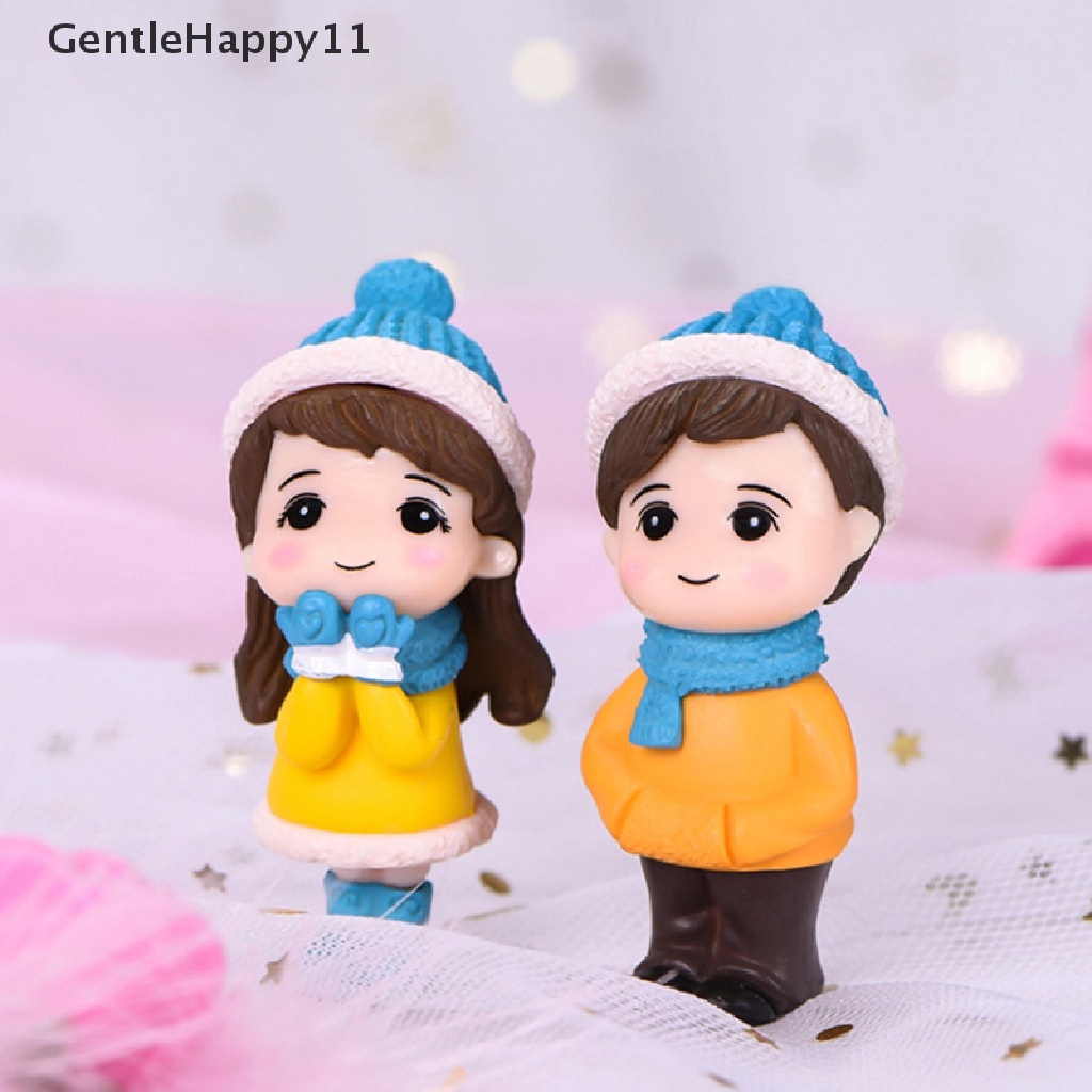 Gentlehappy 2pcs/set Boneka Pecinta Mini Model Angka Patung Taman Peri Lanskap Mikro id