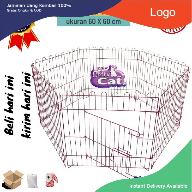 Kandang Pagar / Kandang Umbar Besi Lipat 60x60cm - Kucing Kelinci Anjing Kura-Kura