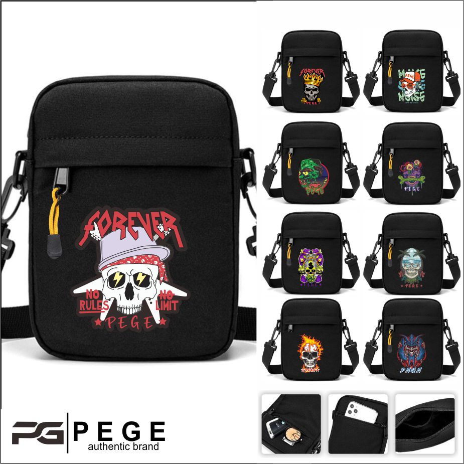 Tas Selempang Bahu Distro Hitam PEGE Model Simpel Keren - PG 8942