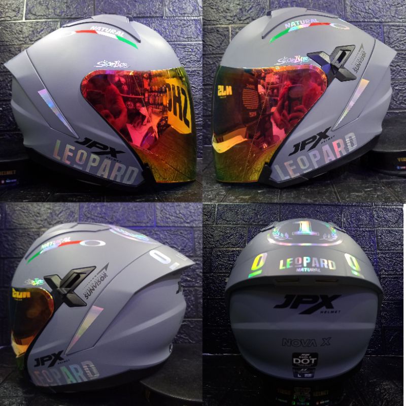 HELM JPX NOVA X SOLID DARK GREY DOFF BLACK LEOPARD PAKET GANTENG