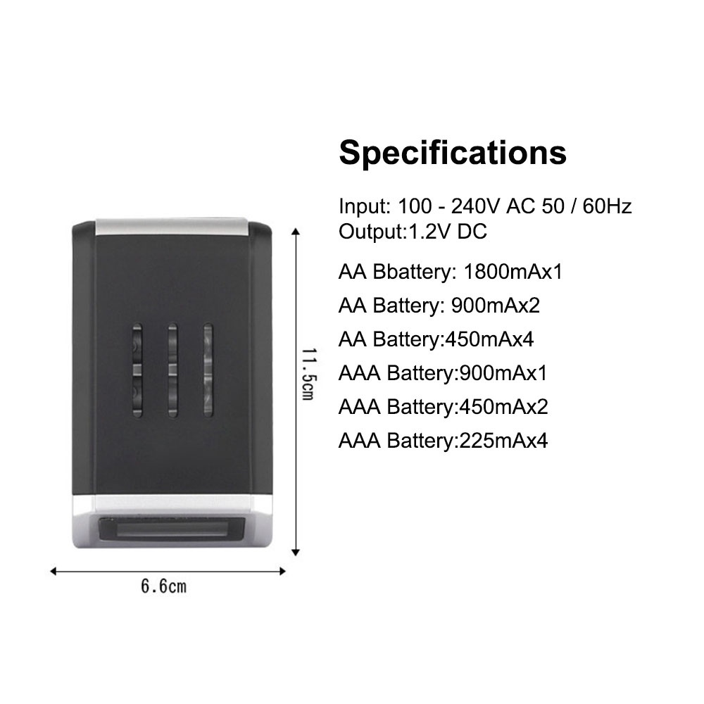 Charger Baterai AAA / AA LCD 4 Slot Fast Charger Pengisi Daya Baterai Cerdas 1.2V Battery Charging untuk Baterai Isi Ulang AA / AAA Charger Batrei Kecil Casan Batre