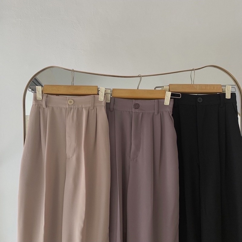 LOOSE PANTS TROUSERS CELANA ANTI KUSUT WANITA CELANA KULOT WANITA CELANA KANTOR FORMAL CELANA KERJA WANITA-6