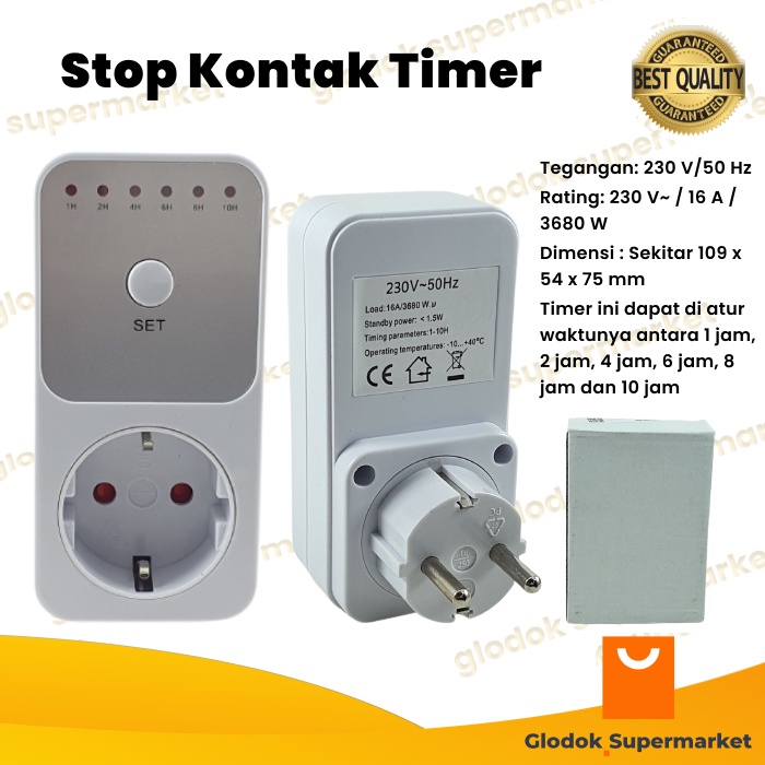 Stop Kontak Timer 1-10 Jam Colokan Pengaturan Waktu Otomatis