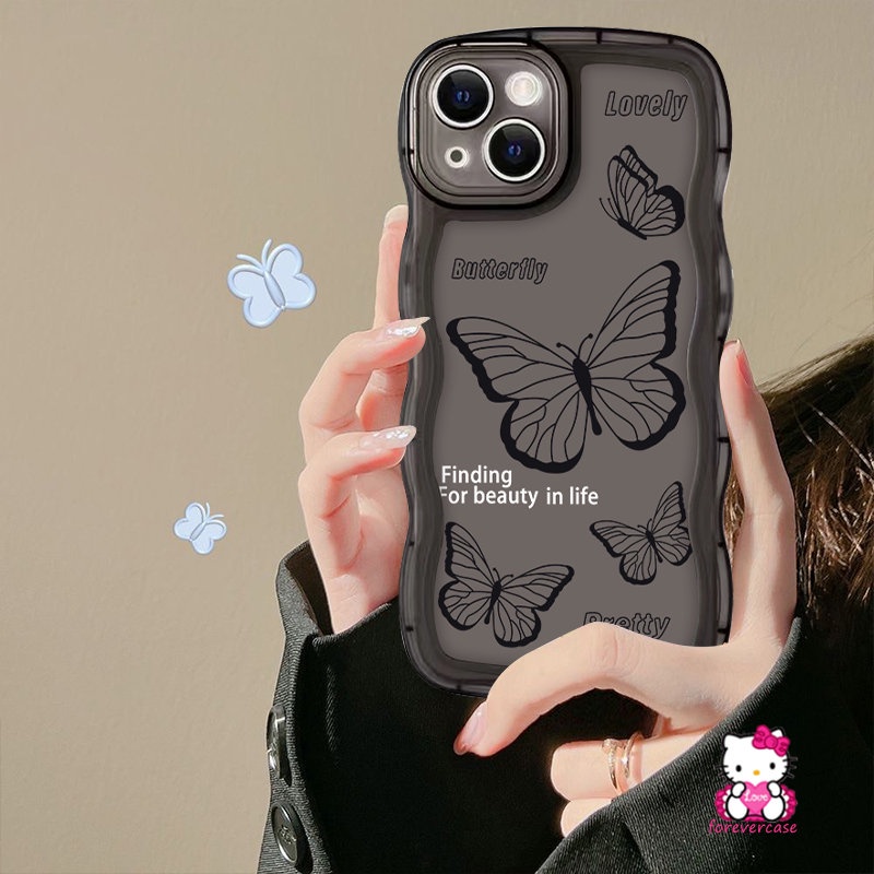 Butterfly Casing Vivo Y36 Y16 Y35 Y17 Y22s Y12 Y15 Y33s Y21 Y22 Y15s Y20 Y11 Y15A Y12s Y21s V23E Y75 Y91C V20 Y12i Y91 V21 T1 Y1s Y55 Y30 Soft TPU Penutup Tepi Bergelombang