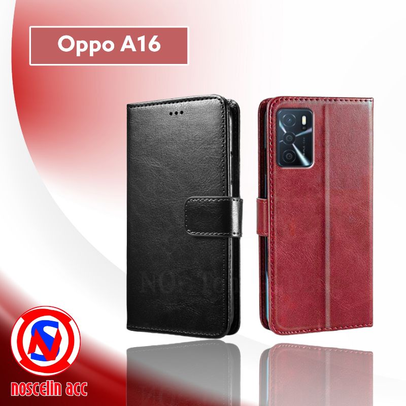 Oppo A16 2021 Flip Cover Wallet Hp Oppo A16 Sarung Dompet Premium Untuk Oppo A16 2021 Kesing | Leath