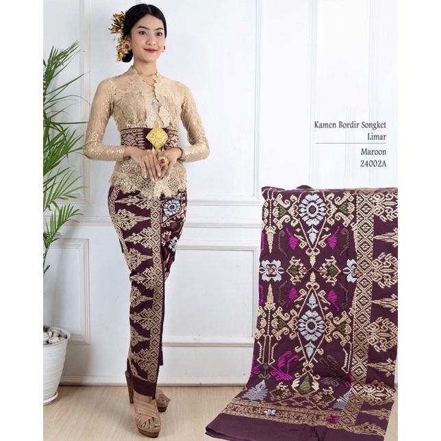 Kamen bordir katun lembaran motif songket