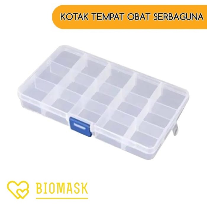wadah Kotak 10 SEKAT plastik Tempat penyimpanan obat Pil Tablet pill