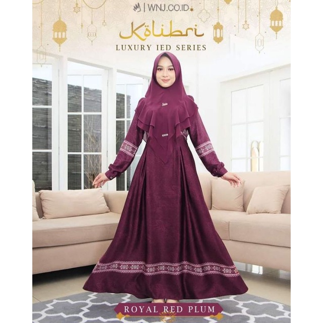 WNJ Wanoja Kolibri dress mom royal red plum sarimbit idul fitri