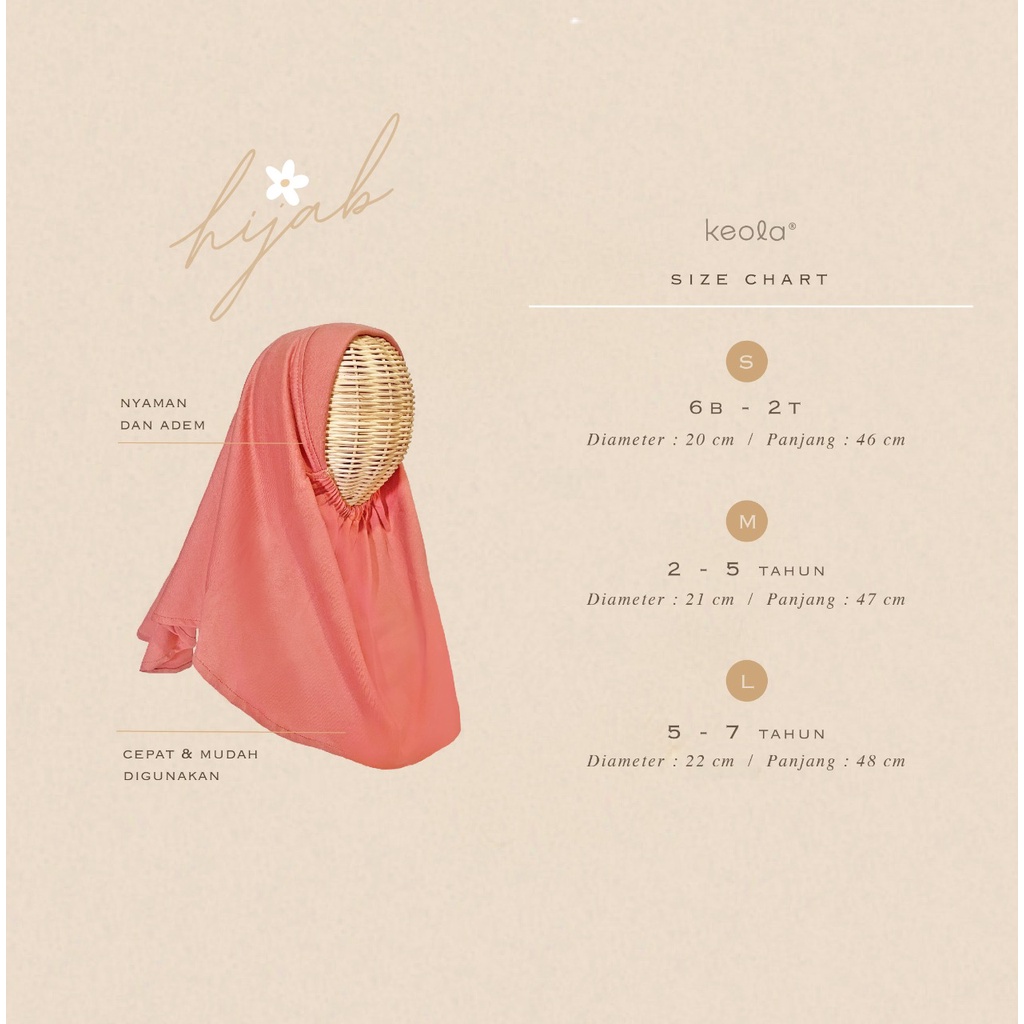 T24 - Keola Jilbab Hijab Kerudung Instant Anak