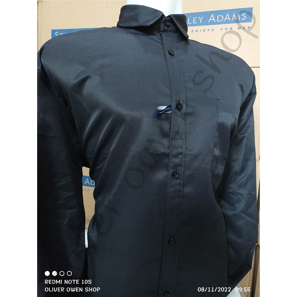 Kemeja Pria Hitam Dobby Reguler Fit Lengan Panjang
