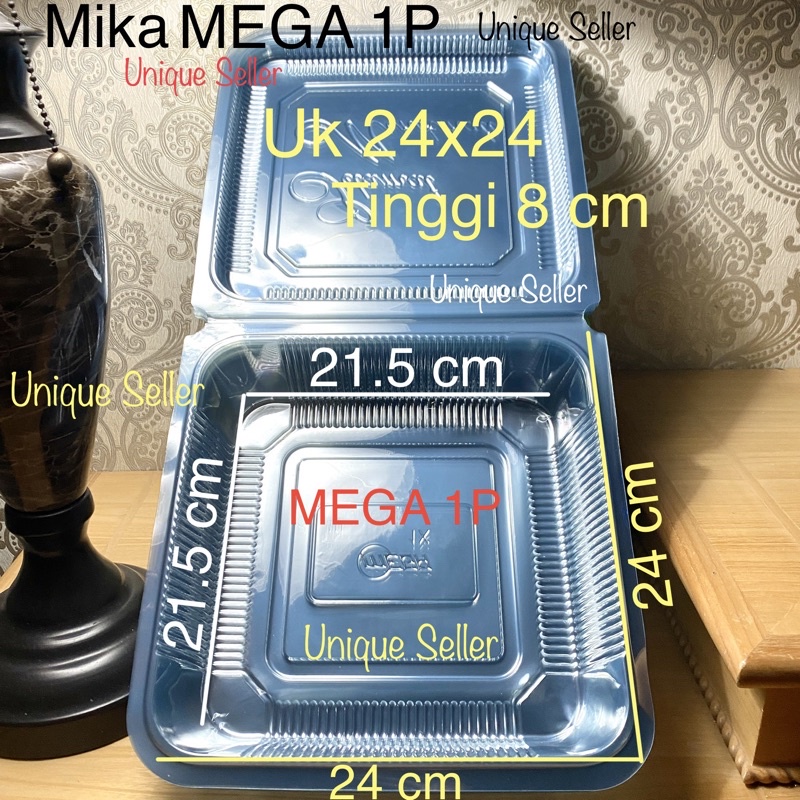 Mika Bolu Kotak MEGA 1P Super Tebal 24x24x8 cm Per PCS / Mika Bolu Gulung Kotak 1 Jumbo 1P / Mika Kue Roti Kotak Besar Mega 1P BX Jumbo BX1 Tebal 24x24 x 8 cm / Mika Bolu Kotak Mega 1P AG 1P 1AG B1 AG B1AG