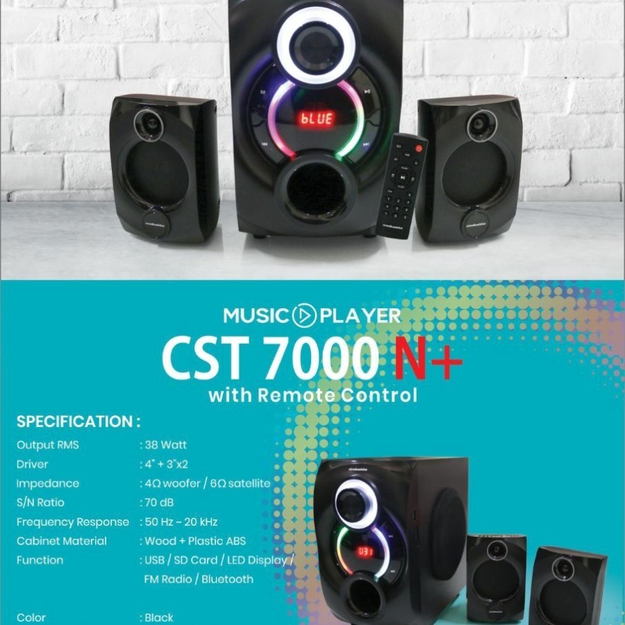 Speaker Bluetooth Simbadda CST 7000N+ Subwoofer Bass Power LED Display