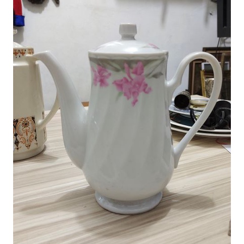 Teko Motif Bunga Pink Kuno Jadul Antik
