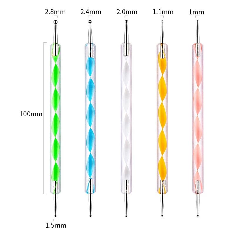 Dotting Tools Nail Art Kuku Lukis Kutek Gel Pen Wood Acrylic Titik isi 5 Dotting and Painting Nail Art Tools