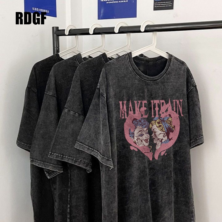 RDGF official shop/2023 T-shirt baru/washed tshirt /kaos murah/kaos cotton/kaos kekinian/pola cinta/atasan kaos/baju kaos oversize/PRIA &amp; WANITA (UNISEX)