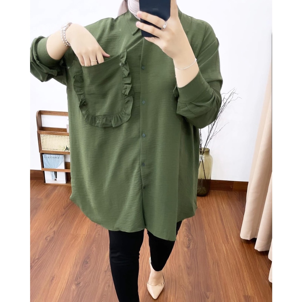 (MGA) KEMEJA KRISNA OVERSIZE BLOUSE CRINCLE AIRFLOW ATASAN WANITA