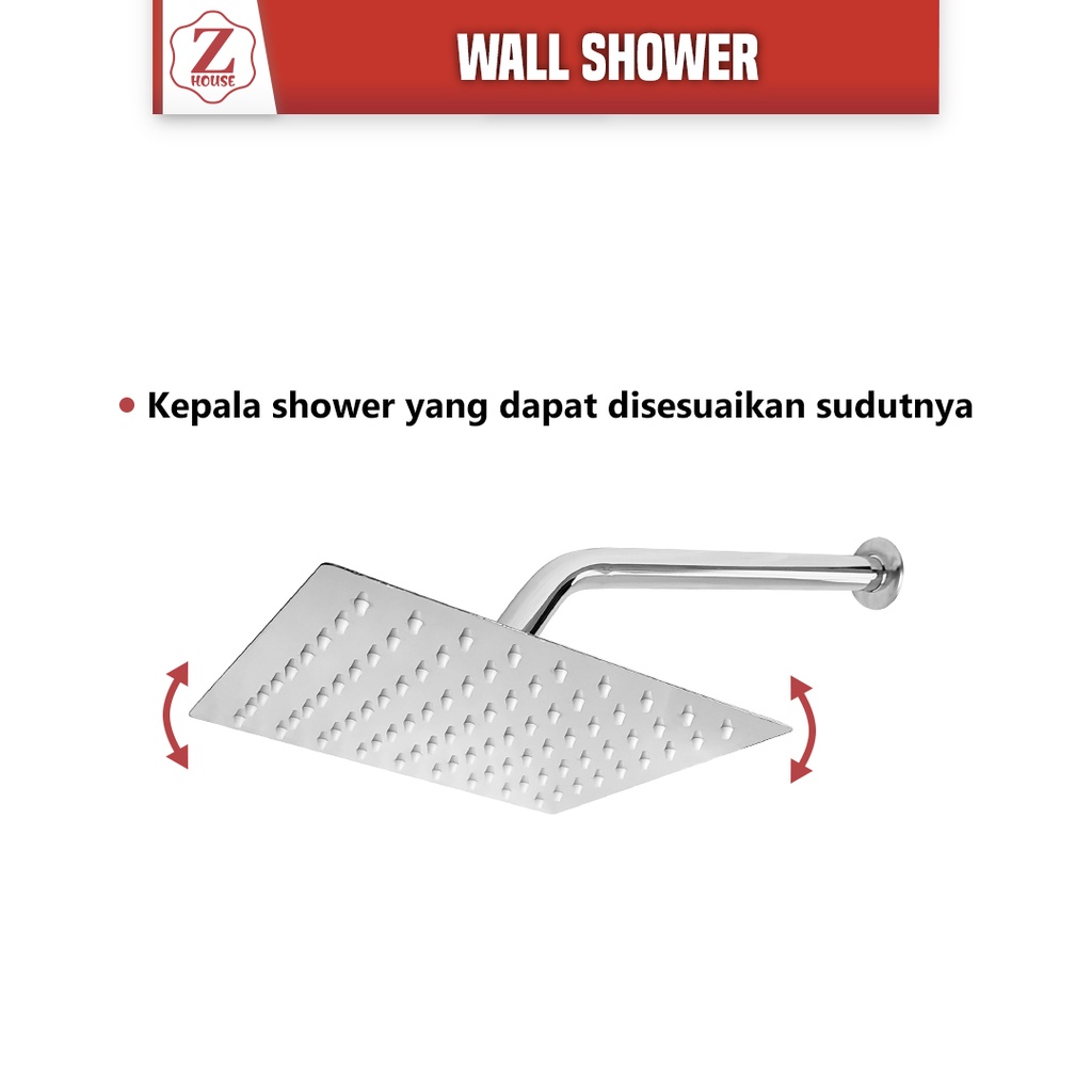 Wallshower Kotak 8&amp;6 Inch Stainless/Shower Tembok/Wallshower Stenlis Dinding/Wall Shower Kotak 8inch