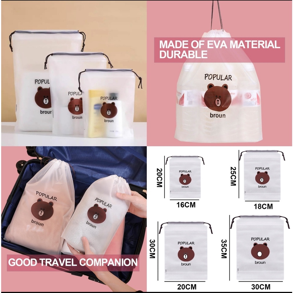 tas serut beruang travel pouch beruang tas kosmetik beruang organizer bag