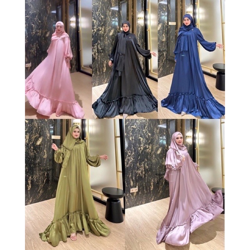 GAMIS SET HIJAB SILK SUTRA BY SHELLASAUKIA ORIGINAL