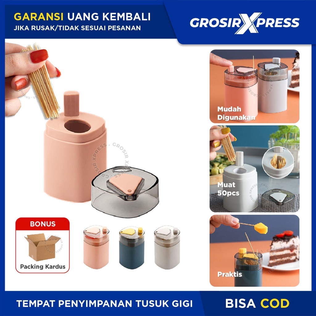 Tempat Tusuk Gigi Otomatis Kotak automatic toothpick holder Wadah Simpan tusuk gigi rapi bersih aman