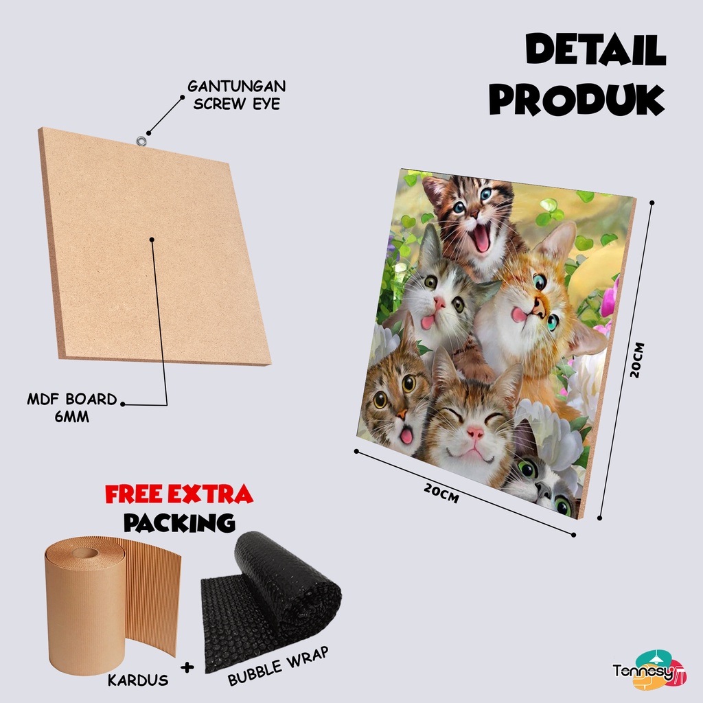 HIASAN DINDING WALL DECOR PAJANGAN POSTER DEKORASI KAMAR RUMAH KUCING CAT FULL WARNA