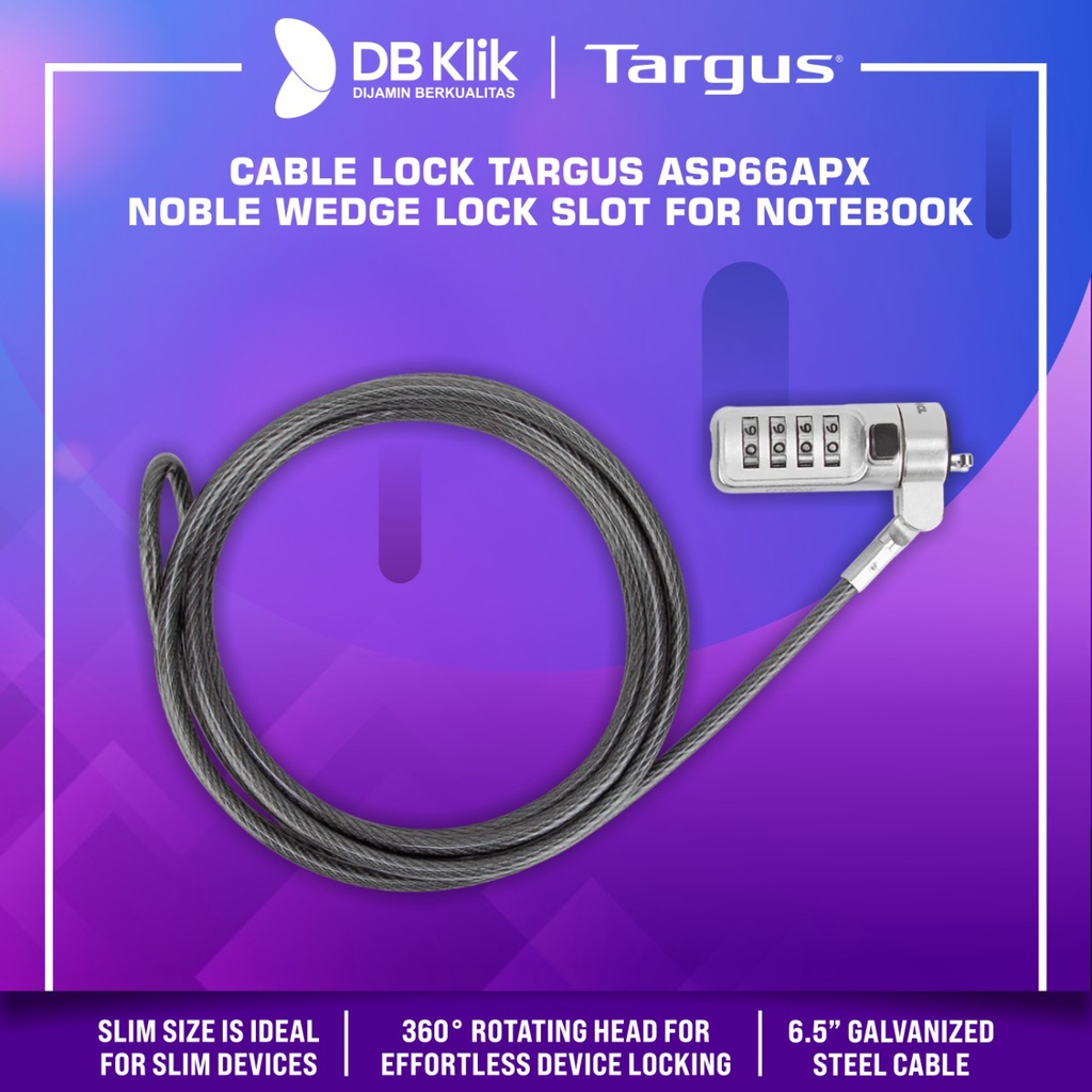 Cable Lock Targus ASP66APX Noble Wedge Lock Slot For Notebook
