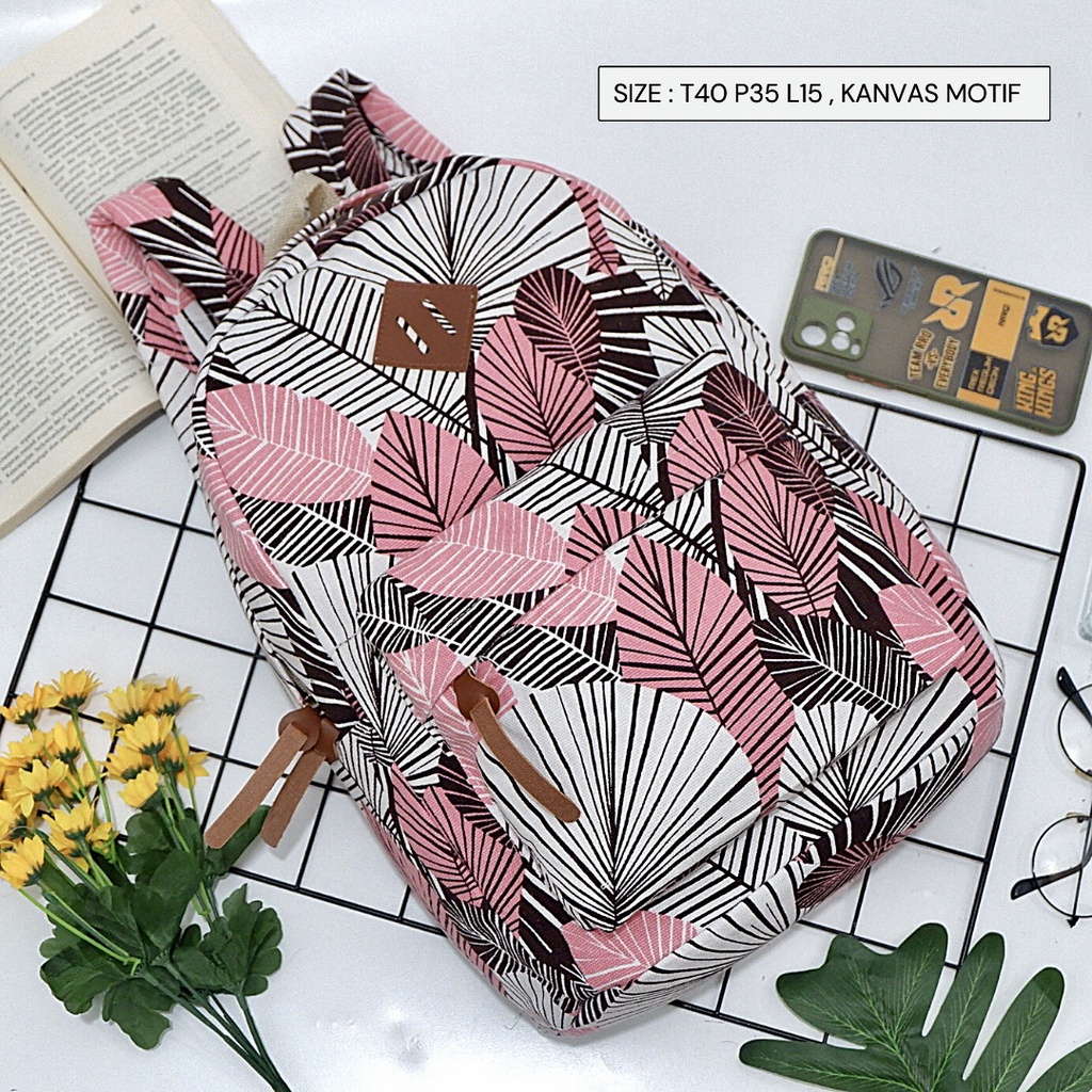 Promo Gratis Ongkir Tas Ransel Pria / Wanita Bahan Kanvas Motif Gaya Korea produk lokal indonesia-Motif 122