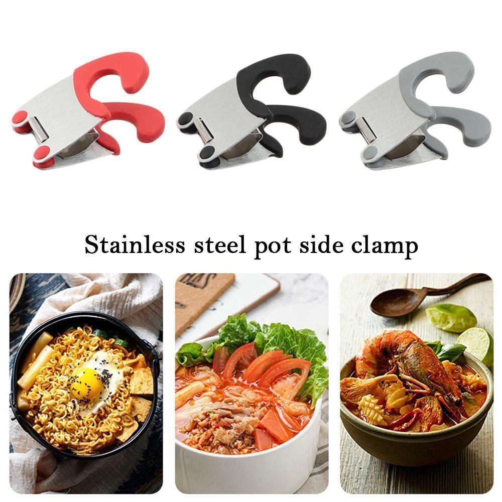 Solighter Panci Klip Samping Tahan Panas Stainless Steel Gadget Dapur Alat Dapur