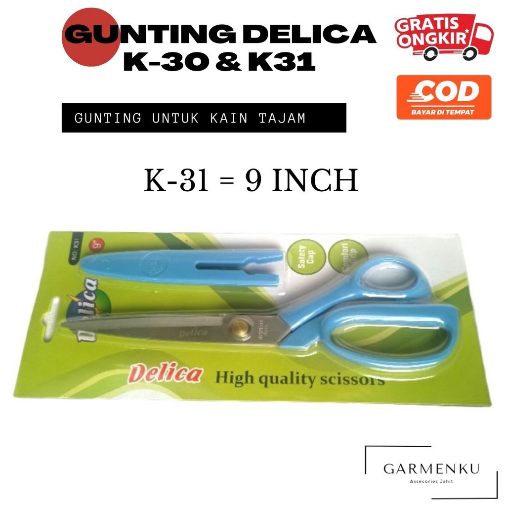 Delica Gunting Kain Ukuran 9 Inch K31 Alat Potong Bahan Kain Tajam Untuk Menjahit