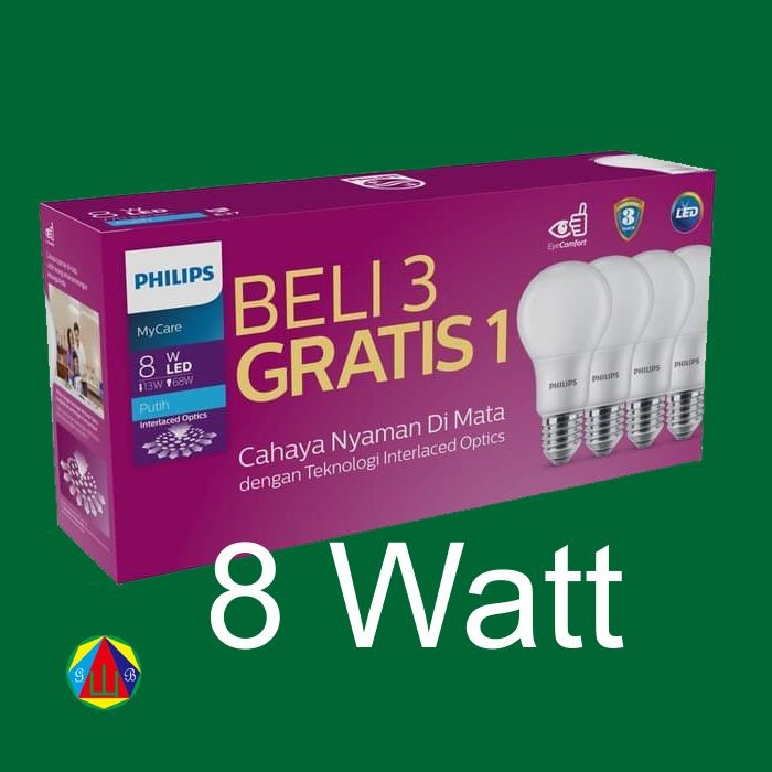 Bohlam Lampu Philips Led 8 Watt Philips Multipack Paket