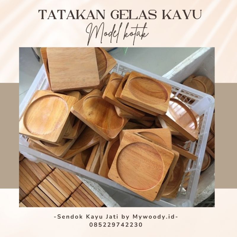 Tatakan Gelas Kayu Jati Model kotak | Tatakan Gelas | Tatakan Kayu