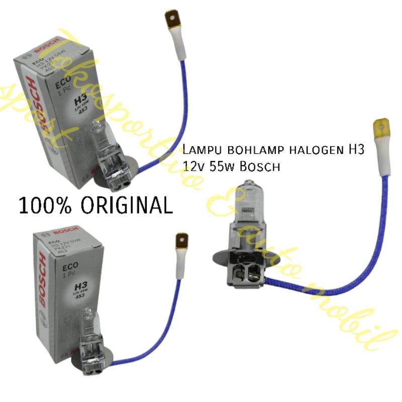 LAMPU BOHLAMP STANDAR H3 12V 55W BOSCH ORIGINAL LAMPU HALOGEN H3