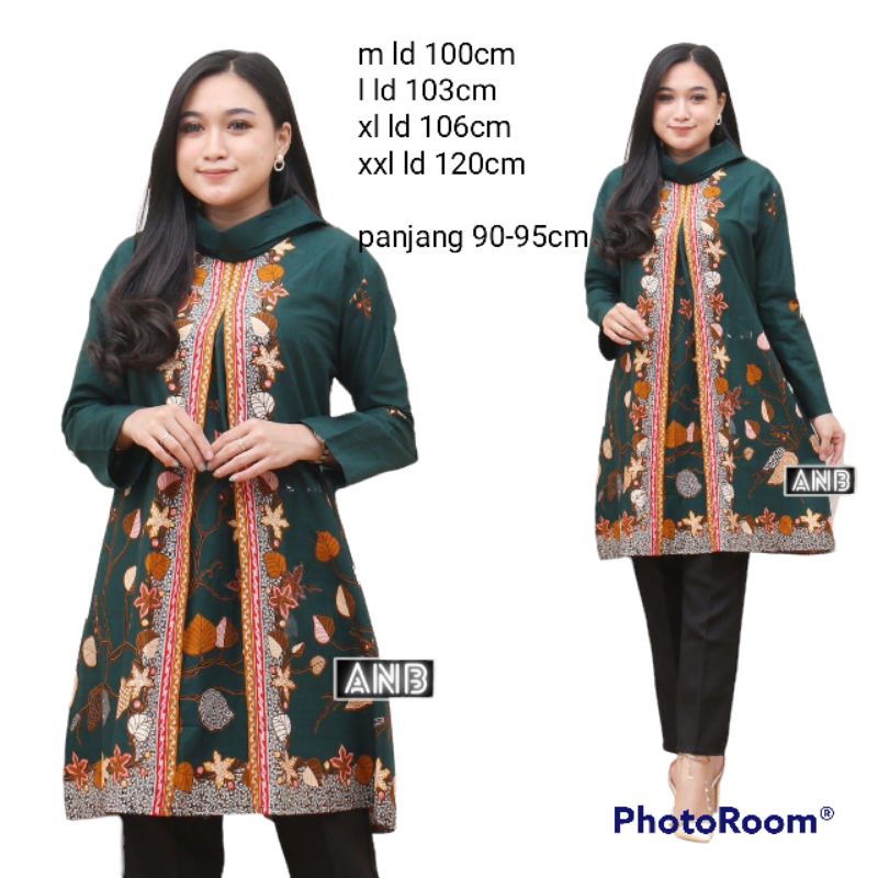 Tunik Batik Cantik / Atasan Batik Wanita Modern Kekinian Terbaru 2022 Jumbo Ld 120/ Fashion Wanita M