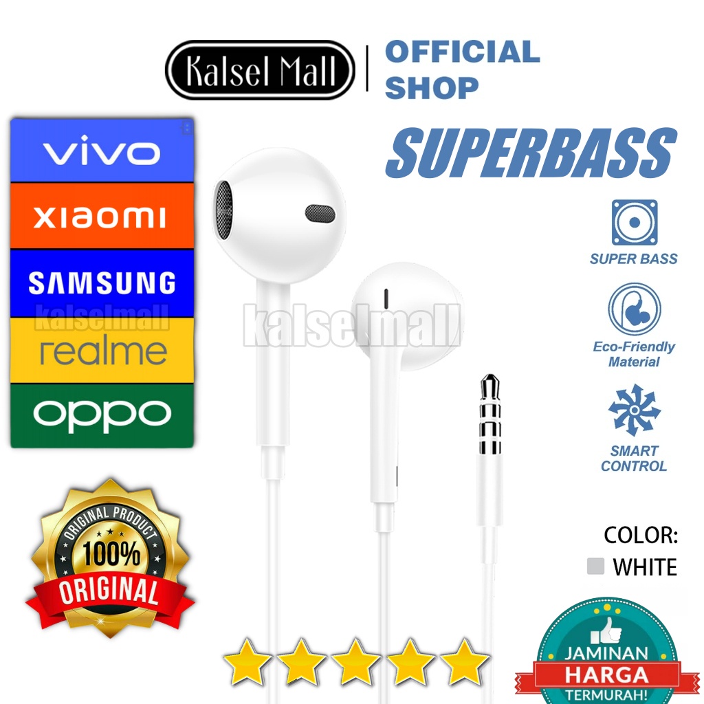 HEADSET ORIGINAL ORI 100% SUARA SUPERBASS EARPHONE HENSET ERPHONE HANDSFREE HEDSET HETSET HEADSED HANDSFRE HEEDSET HP HAPE EXTRA BASS STEREO HF JACK 3.5MM COPOTAN BANJARBARU MARTAPURA BANJARMASIN