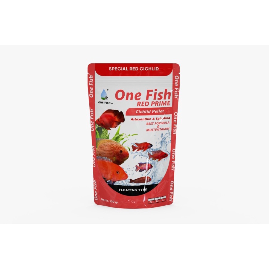 ONE FISH CICHLID PELLET 100 GRAM SMALL 1 MM / MAKANAN IKAN CICHLID