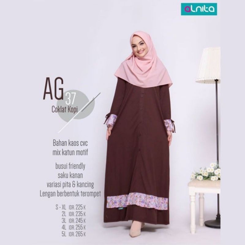 Gamis Alnita AG 37 Coklat Kopi
