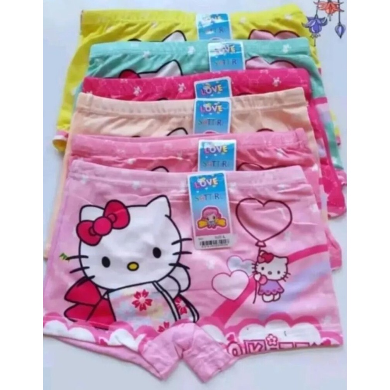 promo termurah 6 pcs celana boxer anak perempuan motif karakter celana dalam 2in1