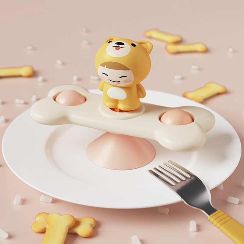 Mainan Sensorik Hand Fidget Spinner Bentuk Beruang Untuk Bayi