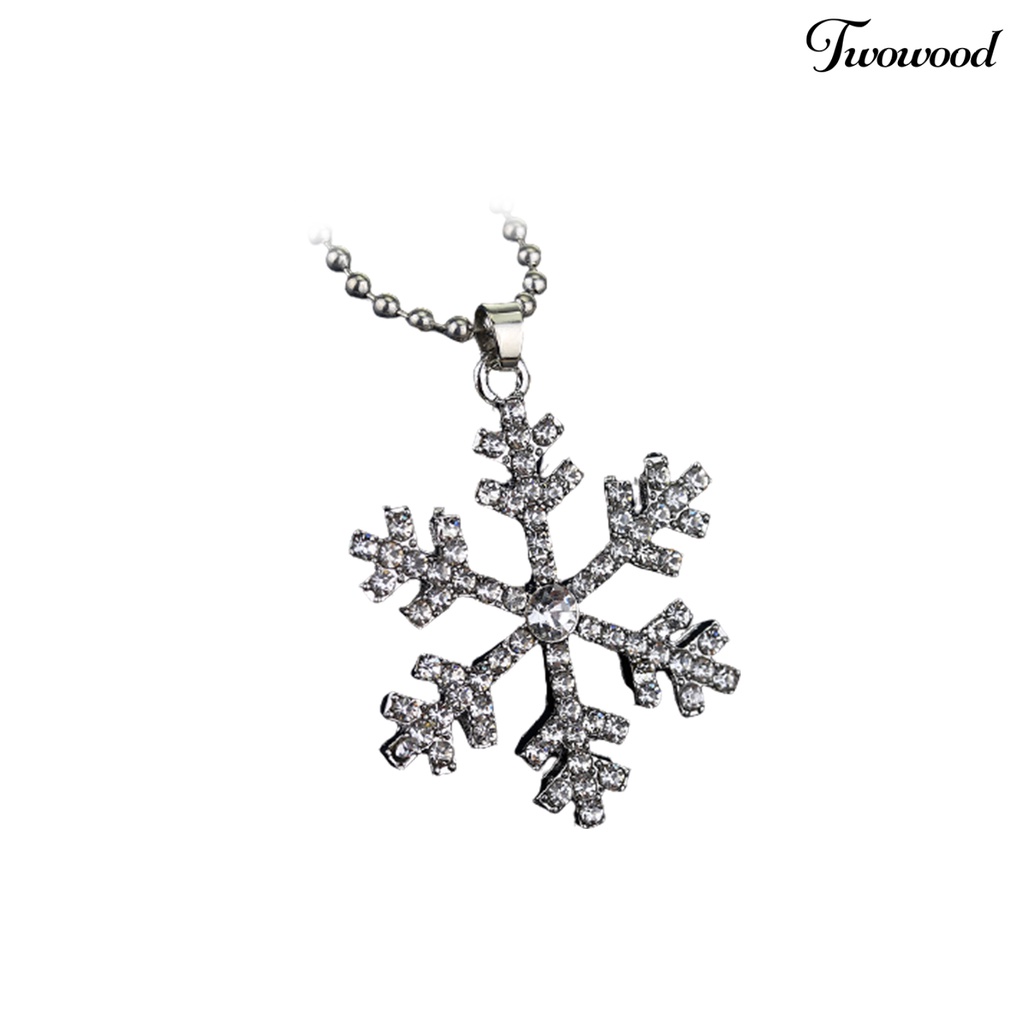 Kalung Liontin Snowflake Biru Putih Bahan Alloy Aksen Berlian Imitasi Untuk Wanita