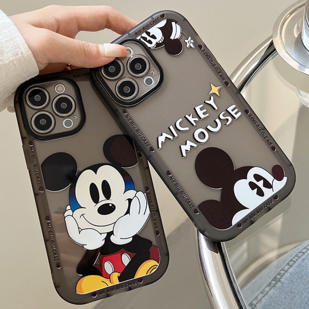 Case Transparan Motif Kartun Kepala Tikus Untuk IPhone 12 13 11 Pro Max X Xs Max Xr Hgb